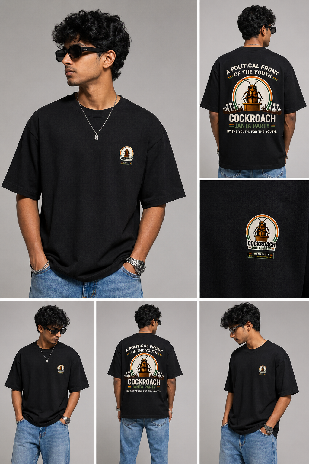 Cockroach Janta Party Oversized T-Shirt | Youth Political Graphic Tee | Shiva RK Edition
