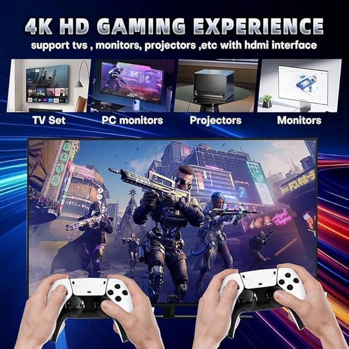 2026 4K HDMI Gaming Console for TV, Plug and Play Video Game System with 2 Wireless Controllers, Built-in Retro Games, Family Entertainment for Kids & Adults (Special Edition 2026)