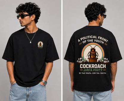 Cockroach Janta Party Oversized T-Shirt | Youth Political Graphic Tee | Shiva RK Edition