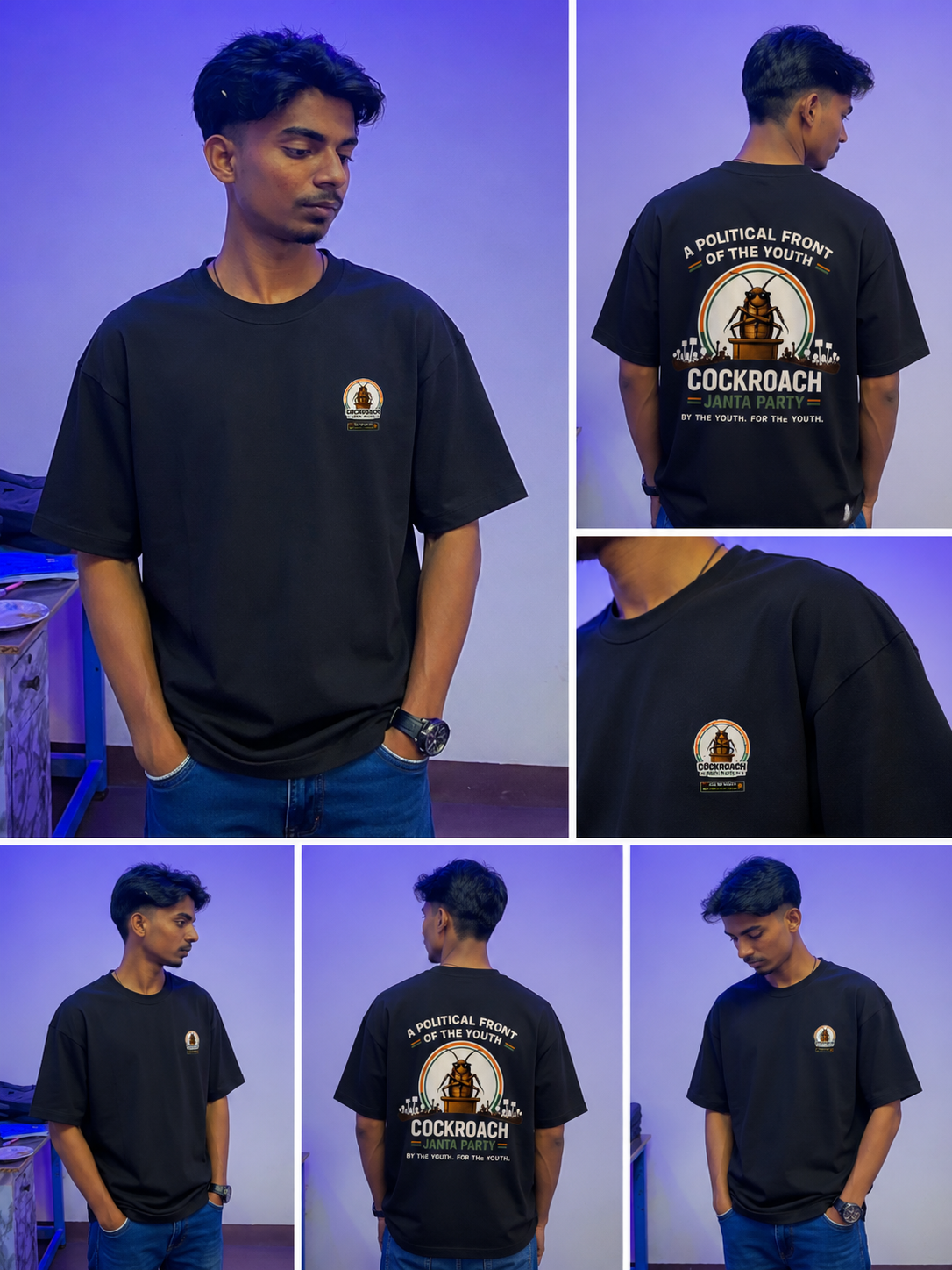Cockroach Janta Party Oversized T-Shirt | Youth Political Graphic Tee | Shiva RK Edition